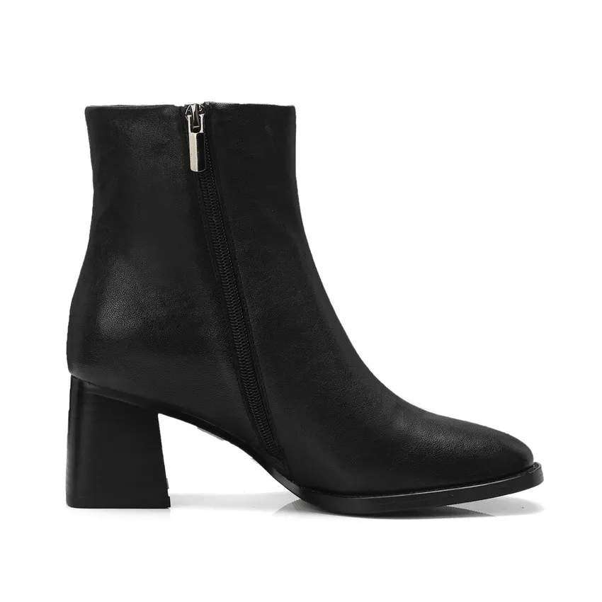 QUTAA 2019 Women Ankle Boots Square Toe Sheepskin All Match Zipper Platform Winter Shoes Women Motorcycle Boots Big Size 34-39 Women's Shoes
