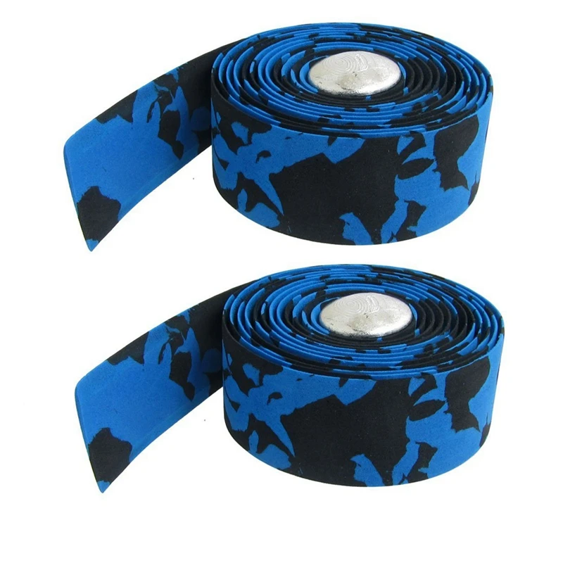 

2 Pcs Silver Tone Bar Plugs Blue Black Bicycles Handlebar Tape Wrap