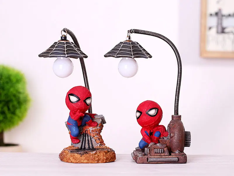 Cartoon Avengers Action Figures Spider Man Night Lamp Resin Children Bedroom LED Night Light for Boy Kids Xmas Creative Gift (4)