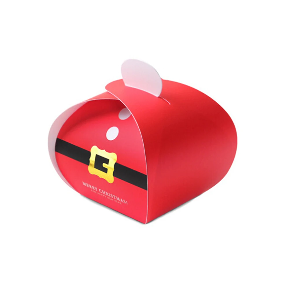 

10pcs Christmas Tree Pattern Candy Bag Xmas Party Decoration Red Gift Box Favor Paper Package Cookies Baking Candy Bag Stocking