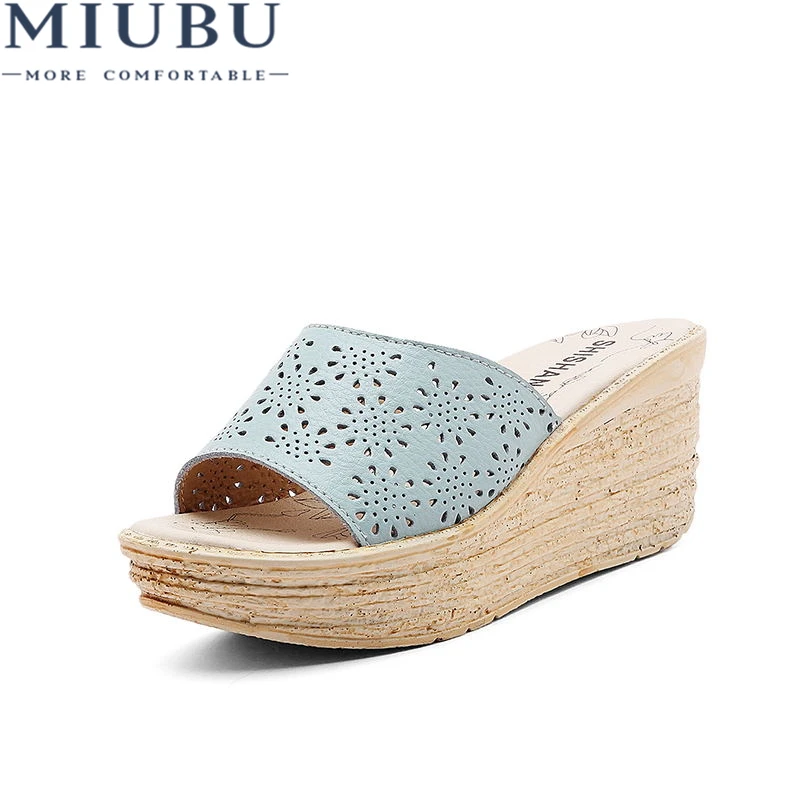 platform thick heel casual slippers
