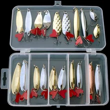 20pcs Gold silver Fishing Lures Spoon Bait Metal Lure Kit iscas artificias Hard Bait Fresh Water Bass Pike Bait Fishing
