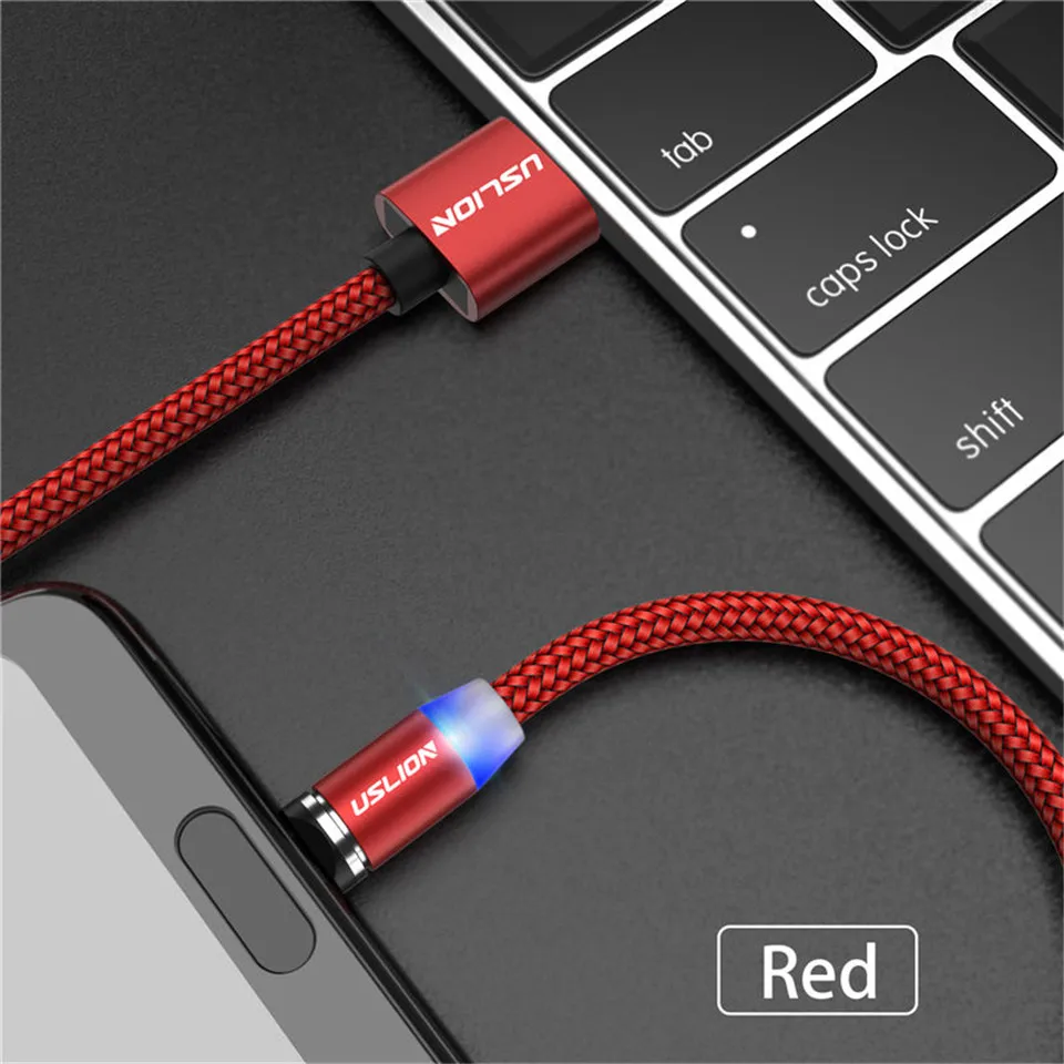 USLION 2 м Магнитный кабель для быстрой зарядки Micro usb type C зарядное устройство для iPhone XS X 8 7 samsung S10 9 магнит Android телефонный кабель 3 м