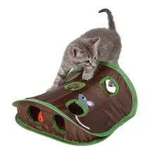 Игрушка-колокольчик для питомца кошки-мышки с 9 отверстиями для игры в туннель для кошек Складная мышка игрушки для охоты держит котенка активными домашними животными