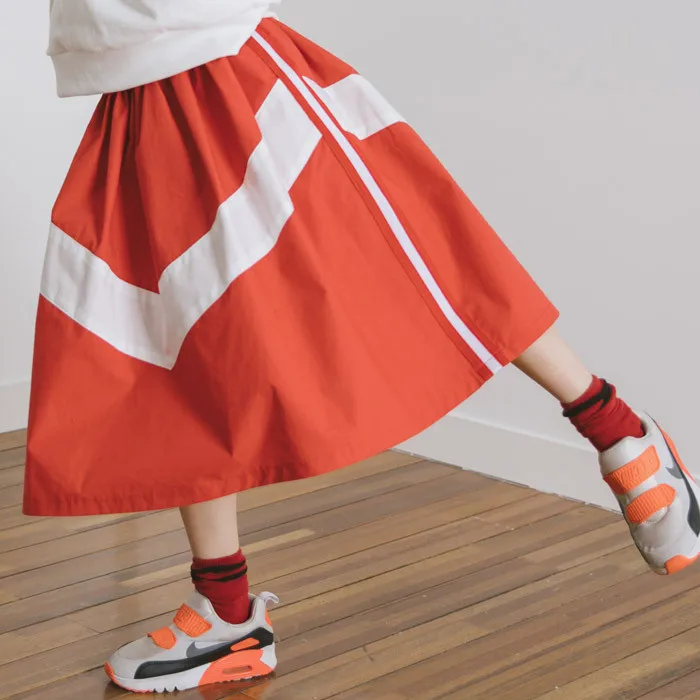 

2019 Spring Summer New Korean Style Cute Big Girls Skirt Long Patchwork Coloured Cotton Loose Lantern Girl Skirt Girls Clothes