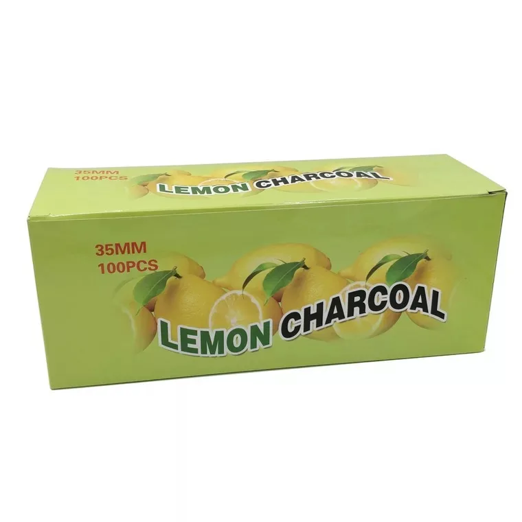 Lemon Charcoal 100pcs 35mm Quickly Light Charcoal For Shisha Hookah Chicha Sheesha Fast Burning Coal Sisha Easy 10s All Red Burn