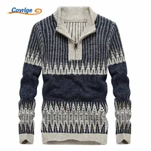 Covrlge 2017 Men’s Sweaters Casual O-Neck Zipper Striped Autumn Winter Fashion Christmas Sweater Men Free Shipping M-3XL MZM008