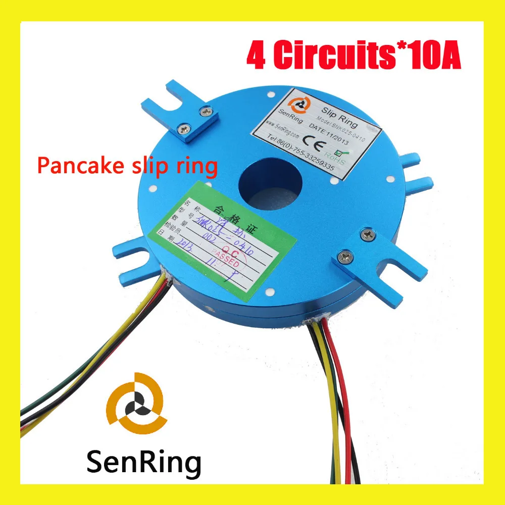 

Pancake slip ring thick 22mm with through bore 25,4mm of 4 circuits each 10A