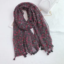 Women Fashion Spain Brand Polka Floral Viscose Shawl Scarf Cotton Pashmina Ponchoes Wrap Snood Headband Sjaal Muslim Hijab