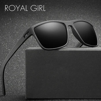 

ROYAL GIRL Fashion Polarized Sunglasses Men Square TR90 Outdoor Men's Driving Sun Glasses Black Brown Frame Oculos UV400 MS029