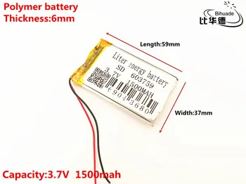 

2pcs/lot 3.7V 1500mAH 603759 Polymer lithium ion / Li-ion battery for TOY mp3 mp4
