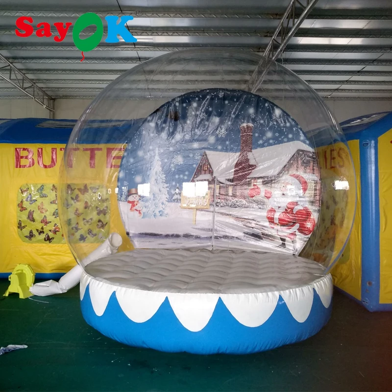 

PVC giant 3m inflatable snow globe with background printing Christmas snow globe inflatable for sale