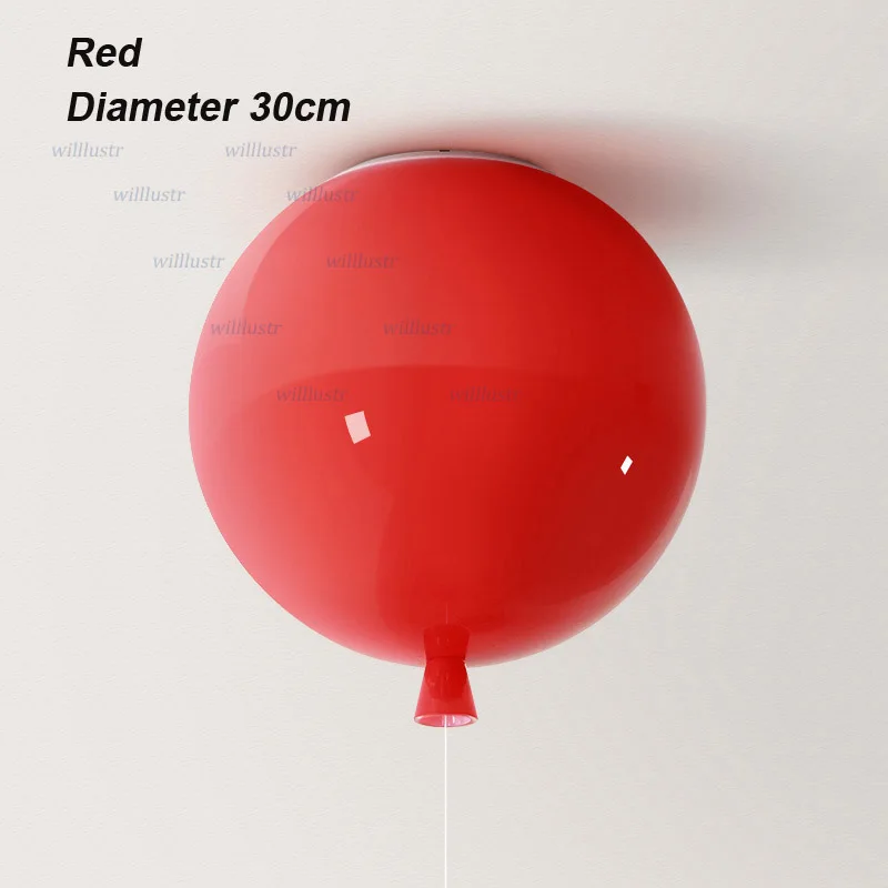 Многоцветный воздушный шар, потолочный светильник для спальни, детской комнаты, детского сада, отеля, торгового центра, для детской комнаты, цветной современный стеклянный светильник - Цвет корпуса: Red Diameter 30cm