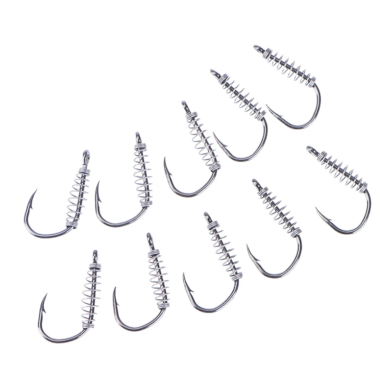 10pcs/lot Stainless Steel Fishing Hooks Barbed Swivel Carp Jig Fishhook