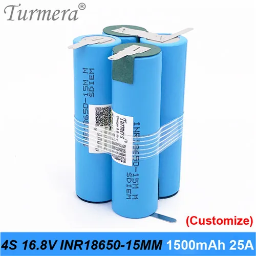 3 S 12,6 V 4S 16,8 V 5s 18 V аккумулятор INR18650-15MM 1500 mah 25A разрядный ток для шуруповой отвертки батареи(настройка - Цвет: 4S-battery-pack-P