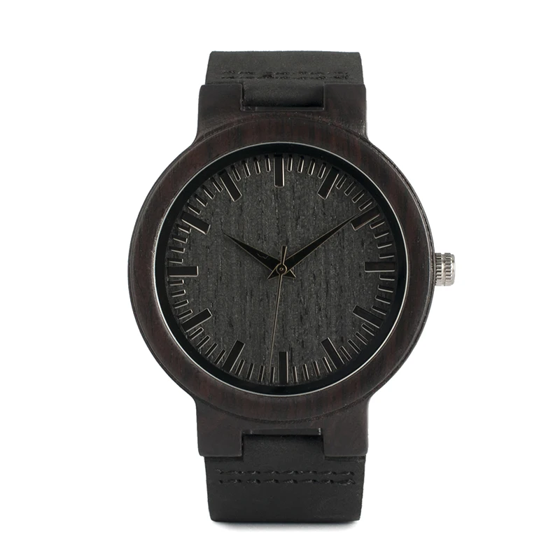 BOBO BIRD L-C27 Antique Black Wood Watches Leather Band Casual Quartz Watch for Men in Paper Gift Box Drop Shipping Men Reloj