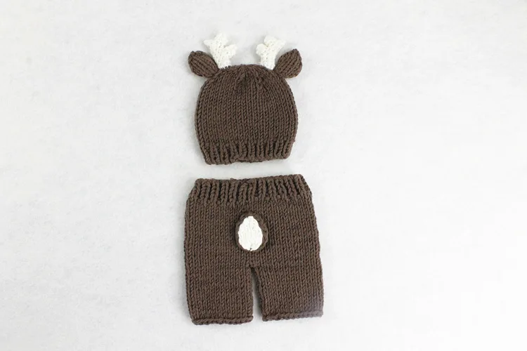Trajes de Malha Conjunto do Bebê Recém-nascido Natal Festival Fotografia Adereços Veados Elk Design Bebê Infantil Chapéu Calças 2 Pçs Foto Acessórios 4 Mamãe e Bebê