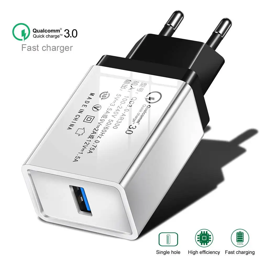 Зарядное устройство USB Quick Charge 3,0 2,0, настенный адаптер для быстрой зарядки для iPhone XR, samsung S8, планшетов, зарядное устройство для мобильных телефонов с европейской вилкой - Тип штекера: Black-EU