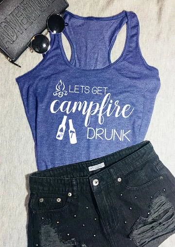 Майка Lets Get Camplire Drunk летняя майка без рукавов для кемпинга вечерние топы на