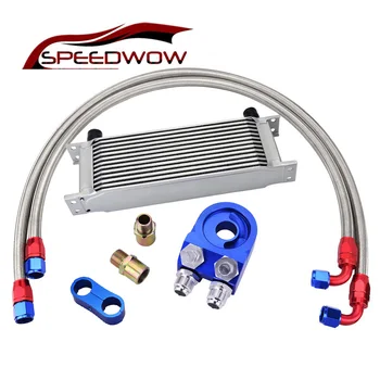 

SPEEDWOW 13Row AN10 Engine Transmission Oil Cooler Kit+Oil Adapter Filter+Oil Swivel Fuel Hose line+AN10 Seprator Divider Clamp