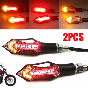 

2pcs Motorcycle Arrow Amber 6LED Turn Signal Indicator Light Red 8LED Running Brake Stop Tail Lamp For Street Dirt Bike DIY
