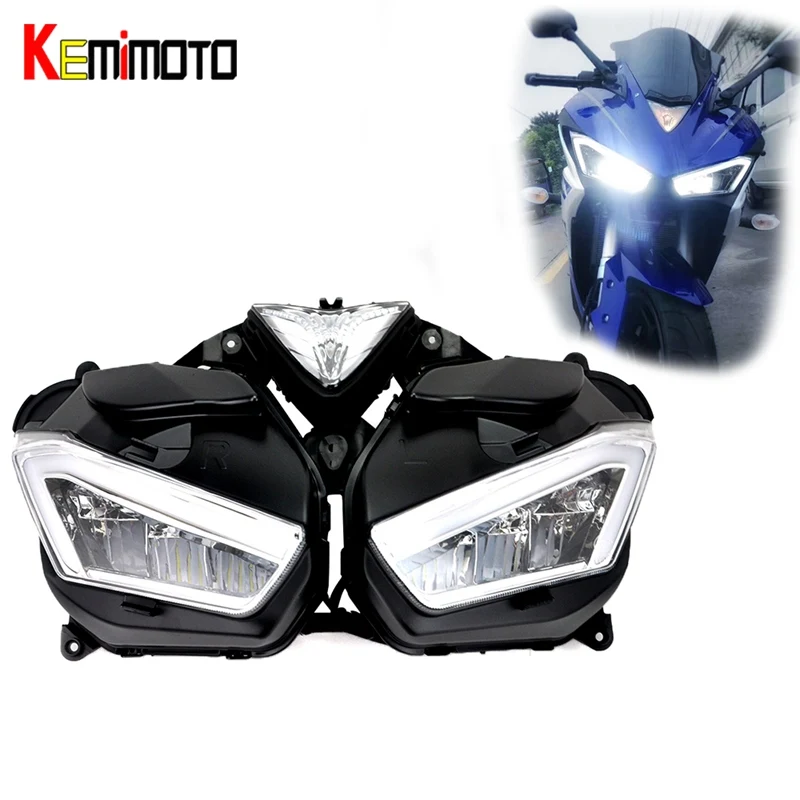 

KEMiMOTO Motorcycle Headlight Accessories For YAMAHA YZF R25 R3 Front Headlight Head Light Housing YZF-R25 YZF-R3 2013-2017