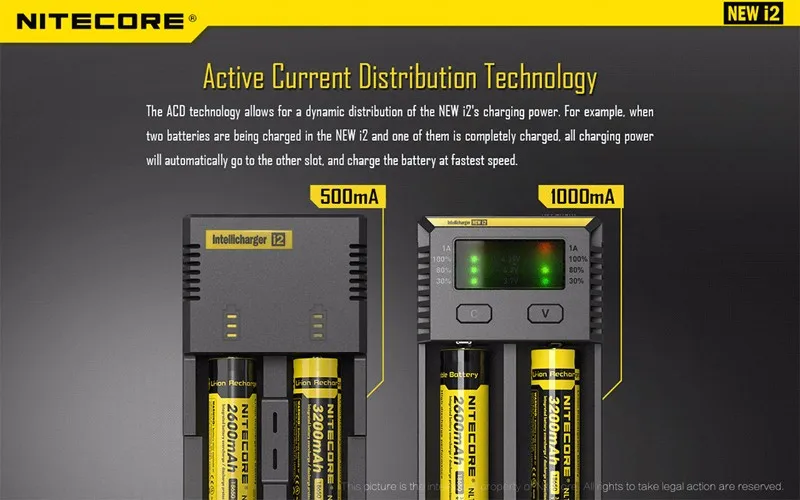 Портативный Освещение интимные аксессуары Intelligent Nitecore i2 18650 батарея зарядное устройство с код проверки