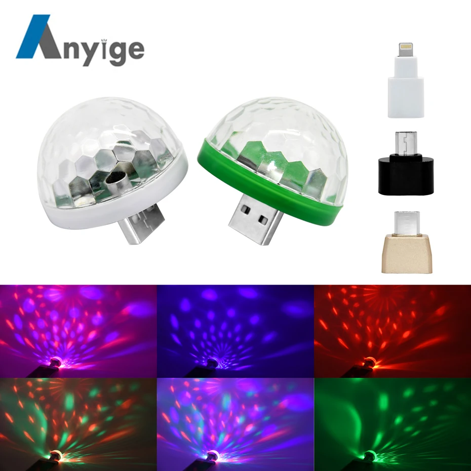 ANYIGE Mini-USB светодиодные фонари для вечеринки Портативный кристалл магический шар домашнего вечерние караоке украшения красочные сцены