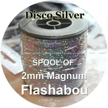 Дискотека серебряного цвета, катушка Flashabou, 2 мм Magnum Голографическая мишура, майларовая металлическая мишура, плоская вспышка, муха джиг приманка, рыбалка