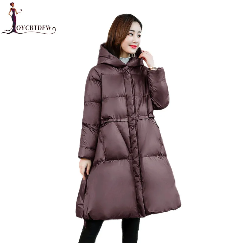 

Winter Women Outerwear 2018 New Slim Cloak Thickening Female Down Cotton Jacket Loose Medium Long Hooded Ladies Parkas Xy853