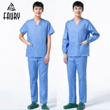 Стоматологическая клиника костюм медика Набор домашних животных Доктор Медсестры операционные топы брюки короткий и длинный рукав v-образным вырезом салон красоты Спецодежда
