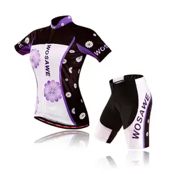 WOSAWE для женщин короткий трикотаж велосипед костюмы Ciclismo Майо Велосипедный спорт одежда фиолетовый черный mtb ткань