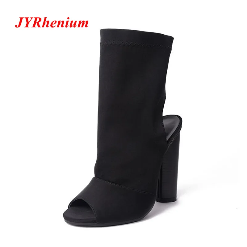 

JYRhenium Brand Ankle Boots for Women Booties Womens Shoes Super High Heels Round Toe Black Heels Women's Boots Zapatos
