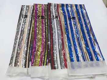 

African Lace Fabric 2019 High Quality Lace Sequins Fabric French Nigerian Lace Fabric 3d Embroidery Wedding Lace Multicolor
