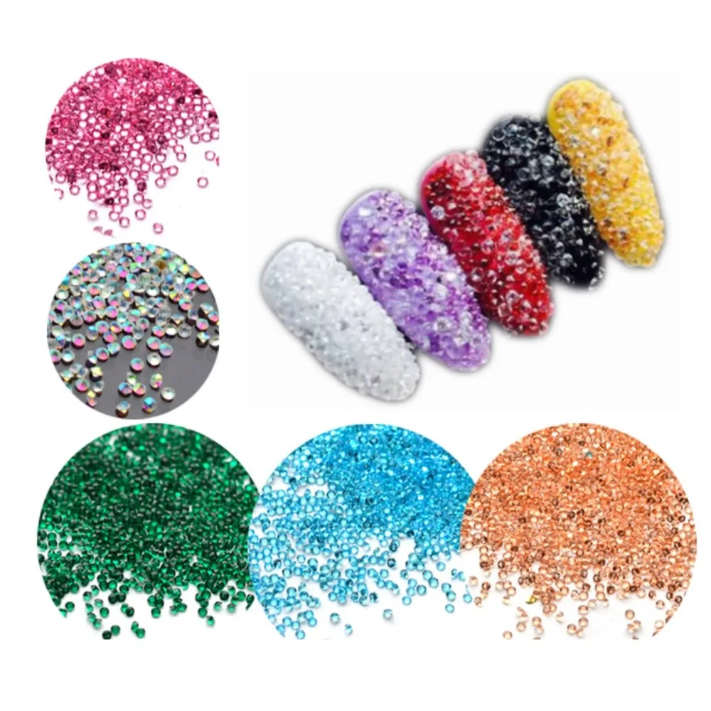 3D Micro Diamond Rhinestone 14000pcs/pack DIY Crystal Flat Back Colorful Accessories Nail Art Decoration Tool 12Color for Choice