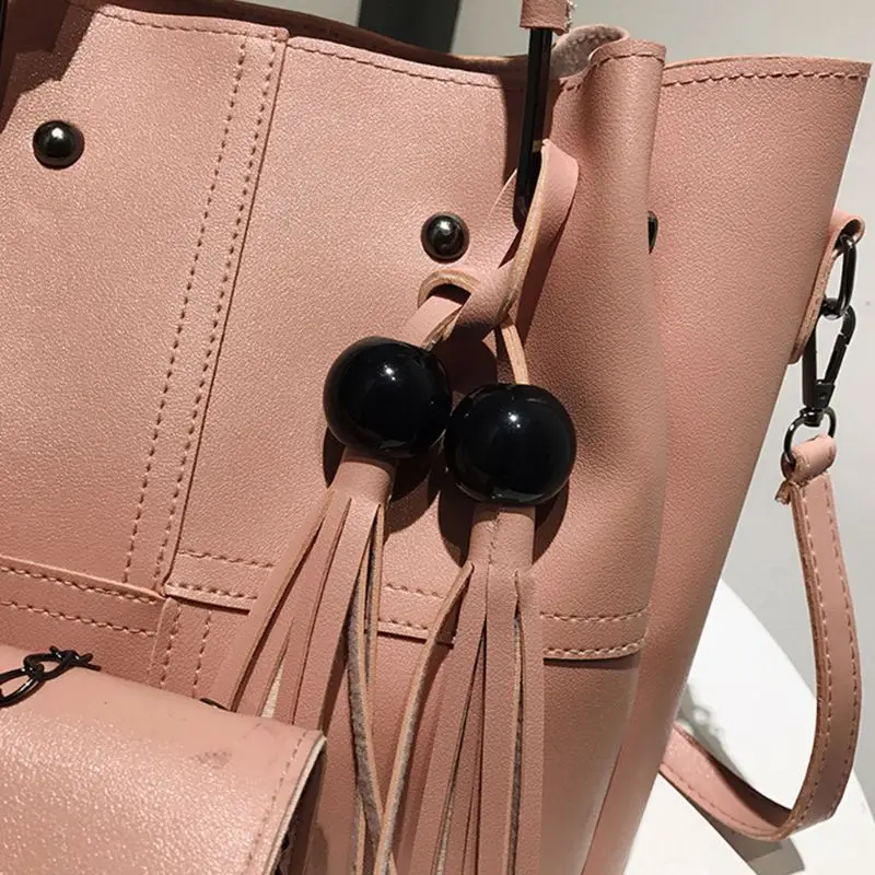 3 шт Для женщин женская кожаная сумка кисточкой сумки на ремне сумка кошелек сумка с ручками наверху ручки сумки набор