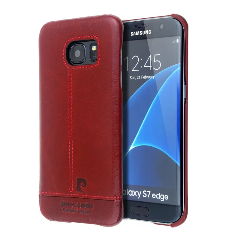 imágenes para Pierre Cardin de lujo para la Galaxia S7 S7 borde Auténtico Caso de La Cubierta Del Cuero genuino de La Vendimia para la Galaxia S7 Borde duro caso imágenes para Pierre Cardin de lujo para la Galaxia S7 S7 borde Auténtico Caso de La Cubierta Del Cuero genuino de La Vendimia para la Galaxia S7 Borde duro caso