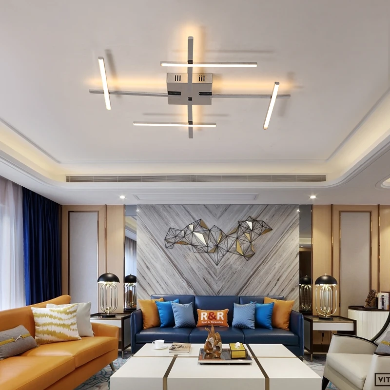 

NEO Gleam Chrome Plated Finish Dimmable Modern led Ceiling Lights For Living Room Bedroom Study Room 90-265V RC Ceiling Lamp