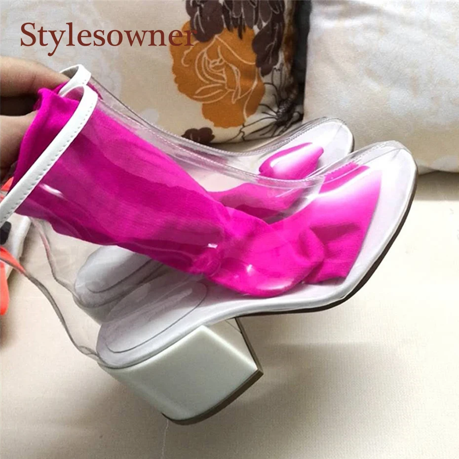 Stylesowner 2018 Hottest fashion lady pvc transparent boots with socks chunky heel round toe short bootie summer chic bootie цена Stylesowner 2018 Hottest fashion lady pvc transparent boots with socks chunky heel round toe short bootie summer chic bootie цены онлайн