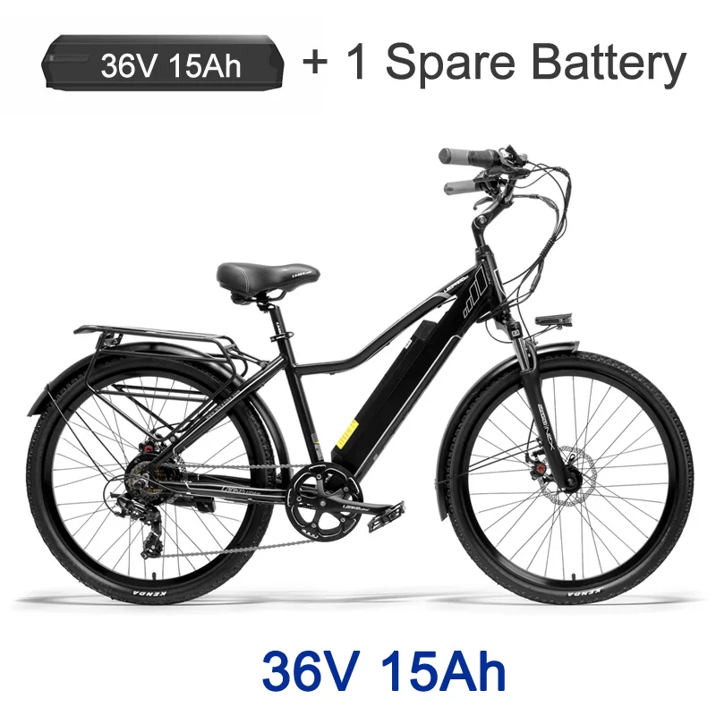 Pard3.0 26 дюймовый электровелосипед, 300 Вт городской велосипед, подвесная вилка с масляной пружиной, велосипед с педалью, длинная выносливость - Цвет: Black 15Ah Plus