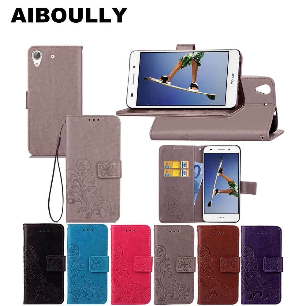 

3D Leather Card Holder Stand Magnetic Flip Clover Wallet Covers For Huawei Y6 II GW Holly 3 2016 CAM-L03 Honor 5A Phone Cases