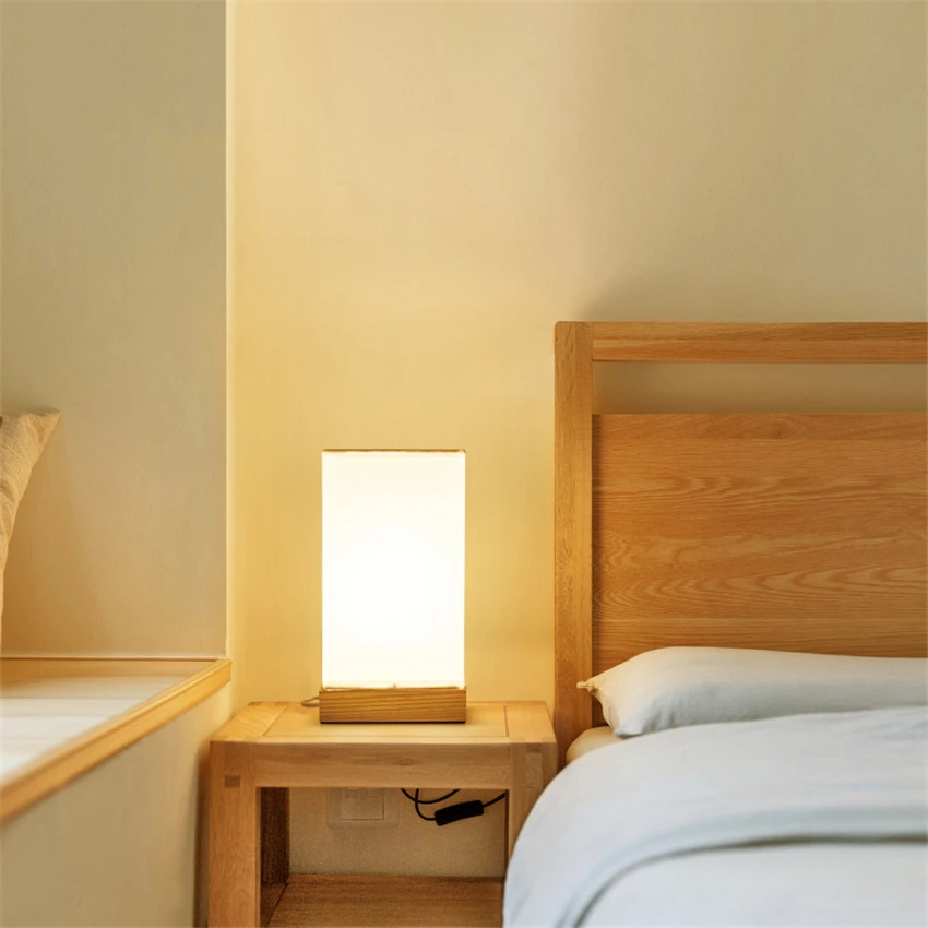 Современная настольная лампа Лофт, светодиодный настольная лампа с деревянным основанием, деревянный Настольный светильник, светодиодный ночник, рядом с гостиной, спальней, настольное крепление для лампы