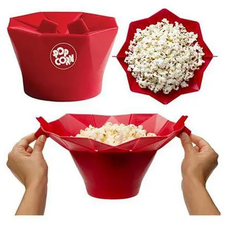 

Kitchen Accessories Creative Popcorn Maker Bucket Snack bowl DIY Silicone Microwave Family Party Supplies Kitchen Tools .