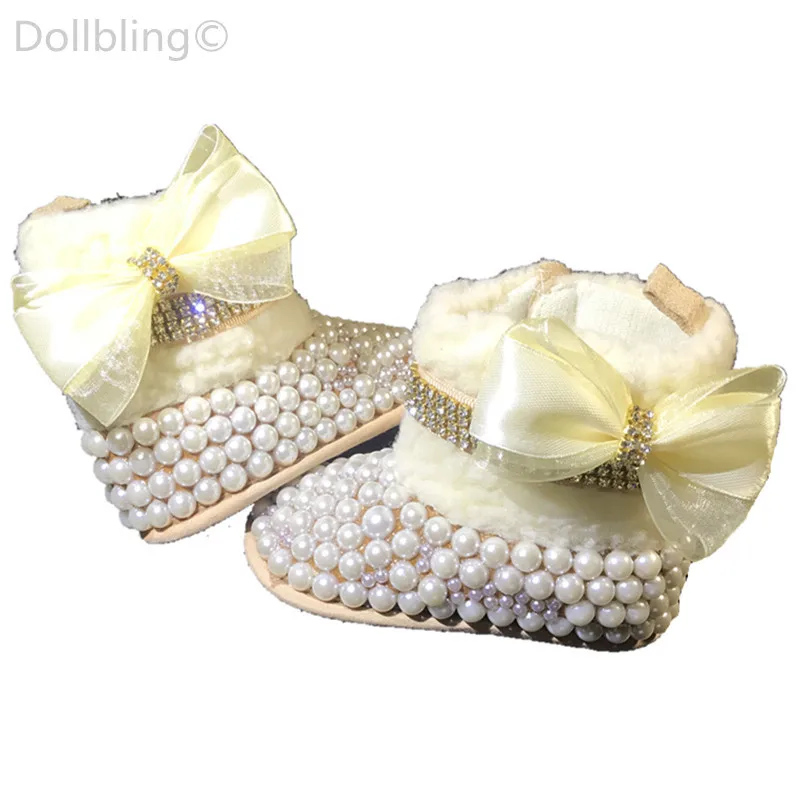 Dollbling Gold Rhinestones Cup Chain Ballerina Christening Sparkle Baby Cirb Shoes