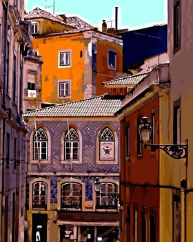 

MaHuaf-i750 Colorful Lisbon Portugal landscape painting by numbers on canvas DIY oil digital paint by number kits for home decor