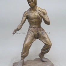 1" Китайский Бронзовый ручной китайский Kongfu Брюс ли кунг-фу мастер статуя