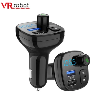 

VR robot Bluetooth 4.2 Car FM Transmitter Modulator MP3 Player Wireless Handsfree Car Kit Support TF/U Disk QC 3.0 USB Charger