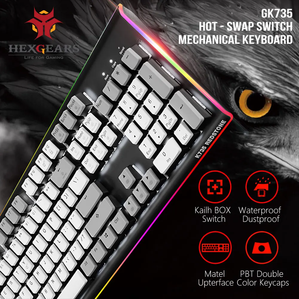 

HEXGEARS Gaming Keyboard Backlight Clavier Computer 104Key Ergonomic Game LED Backlit Klavye USB RGB Gamer Mechanical Keyboard