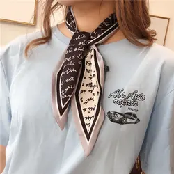 Модный Шелковый тонкий шарф женские шейные платки с буквенным принтом ручная сумка шарфы на завязках женский платок 2019 Новинка