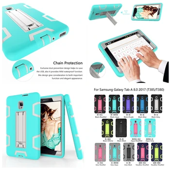 

For Samsung Galaxy Tab A 8.0 2017 T380 T385 Case Kids Safe Armor Shockproof Heavy Duty Silicon PC Stand Cover SM-T380 SM-T385 #S